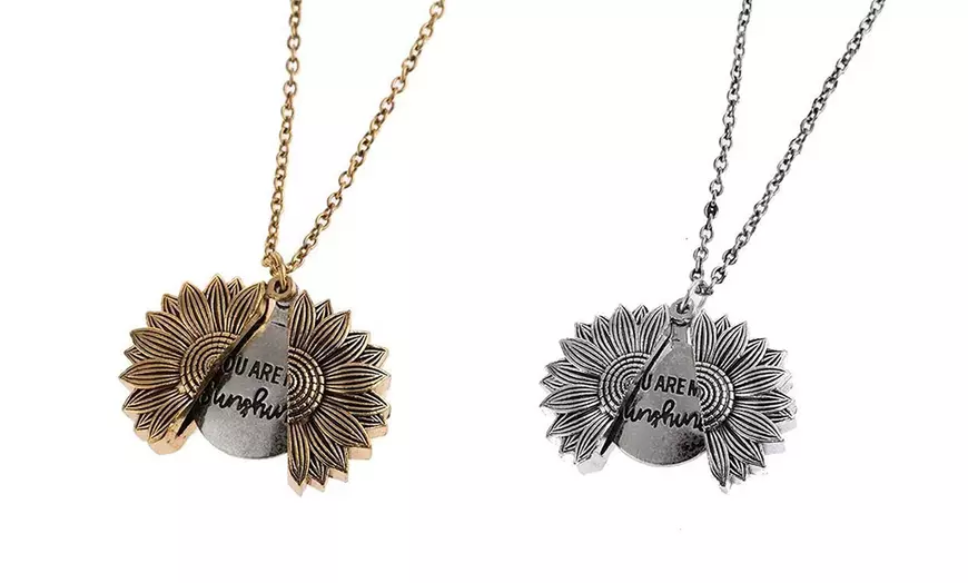Image 11: 1 ou 2 colliers tournesol avec inscription pour femme