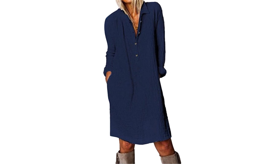 Image 3: Cotton Long-Sleeve Dress