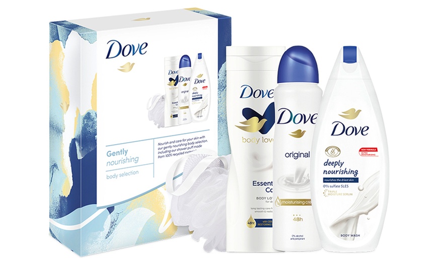 Image 1: Dove Gently Nourishing Body Selection Three-Piece Gift Set