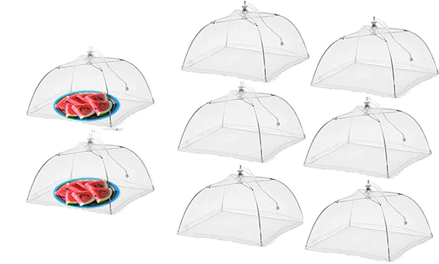 Image 1: Four or Eight Large Pop-Up Reusable Mesh Food Covers