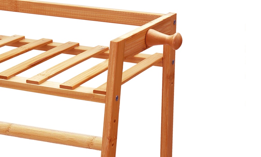 Image 8: Bamboo Garment Rack Bedroom Storage