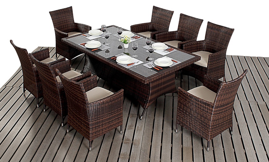 Image 6: 8-Seater Rattan-Effect Dining Set