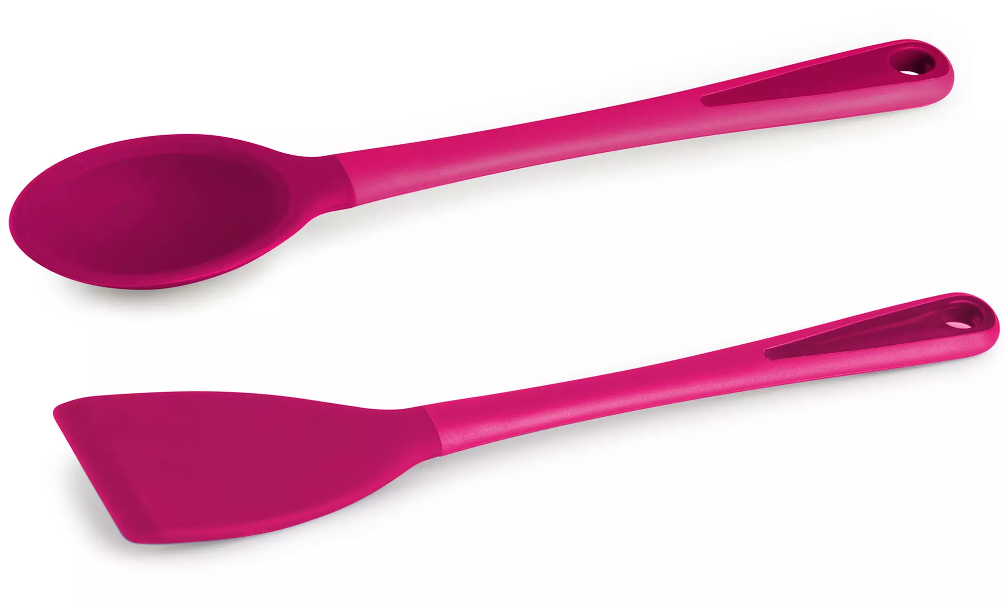 Genius Pfannenwender und Kochlöffel aus Silikon in Türkis oder Pink - Second Medium