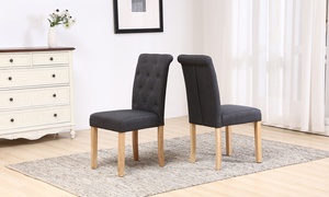 Two Fabric Chesterfield Dining Chairs