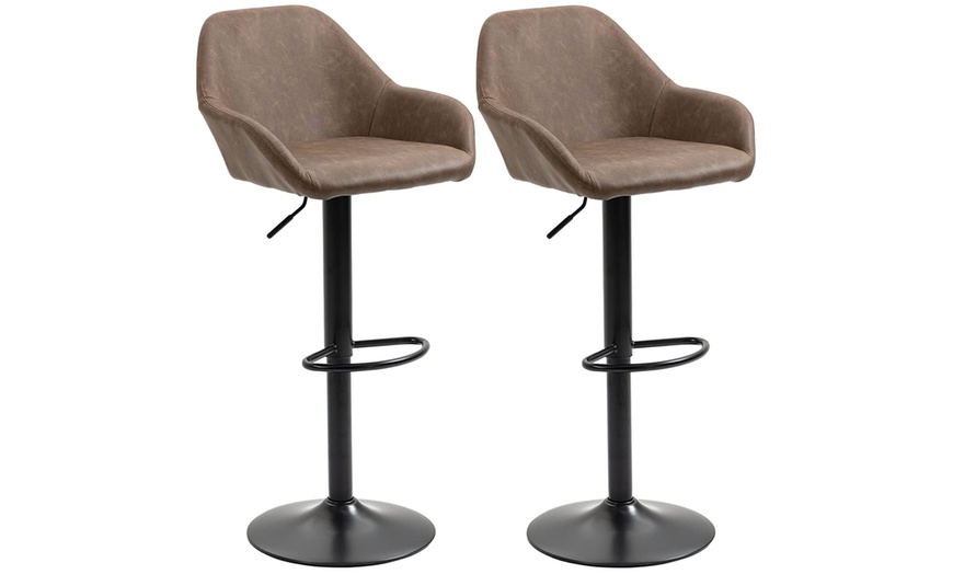 Image 2: HomCom Twin Set of Bar Stools