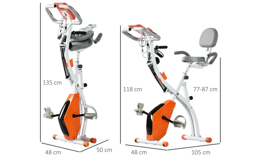 Image 21: HomCom Fold-Away Exercise Bike with 8-Level Resistance and LCD Display