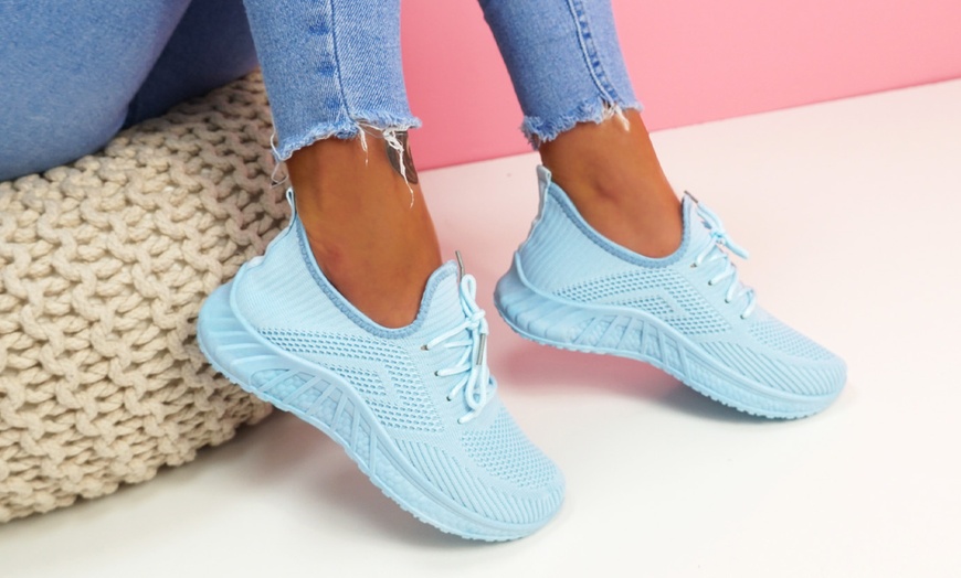 Image 3: Women's Knit Lace-Up Trainers