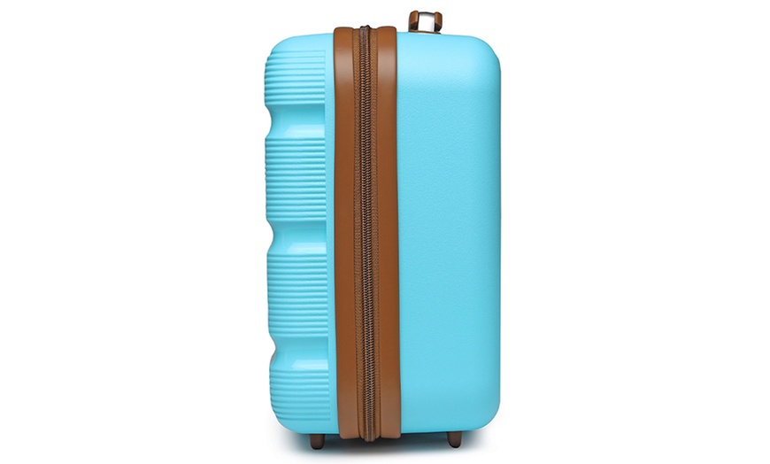 Image 6: Kono Hi Shine Textured Hard Shell PP Suitcases with 360° Swivel Wheels