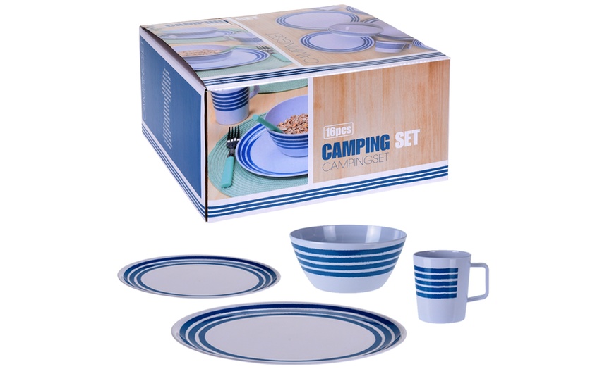 Image 1: 16-Piece Melamine Camping Set