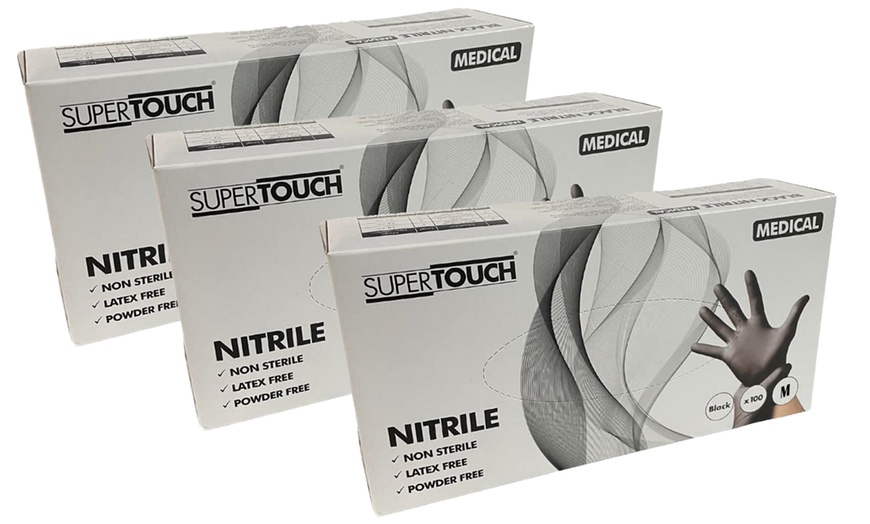 Image 7: Up to 10 Packs of 100 Supertouch Black Nitrile Gloves