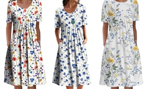 Short Sleeve Summer Floral Dress