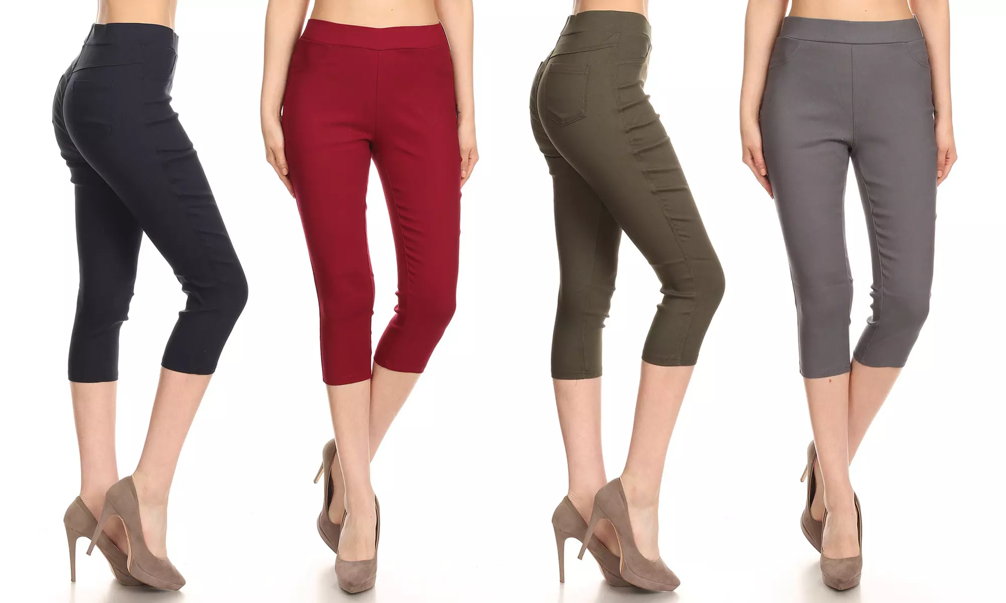 Women's High Waist Pull-On Stretchy Skinny Capri Jeggings. Plus Sizes Available. - Primary Image