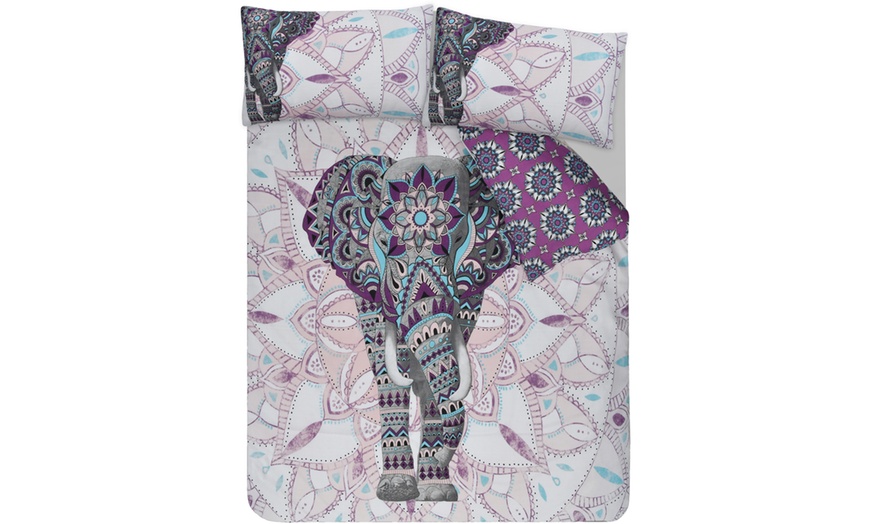 Image 19: Elephant Mandala Design Reversible Duvet Set