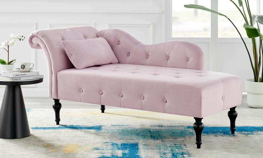 Image 21: Velvet Chaise Lounge Sofa 