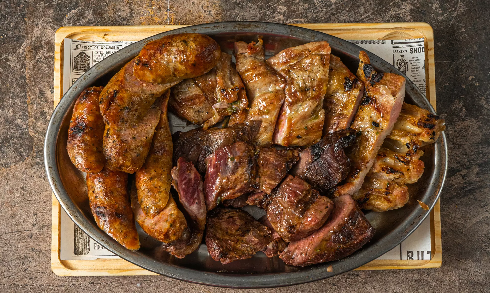 Menú argentino para 2 con entrante, postre, bebida y botella de vino