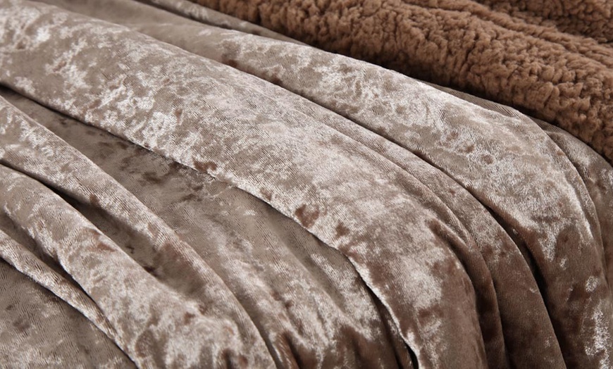 Image 15: Crushed Velvet Sherpa Throw