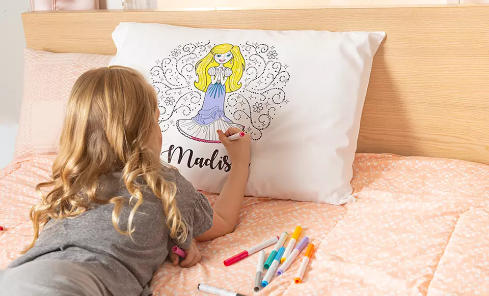 1, 2, 3, 5, or 10 Personalized Princess Coloring Pillowcases from Qualtry (Up to 85% Off) - Primary Image