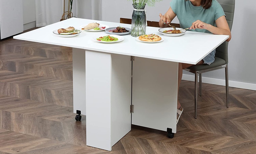 Image 2: HomCom Mobile Dining Table