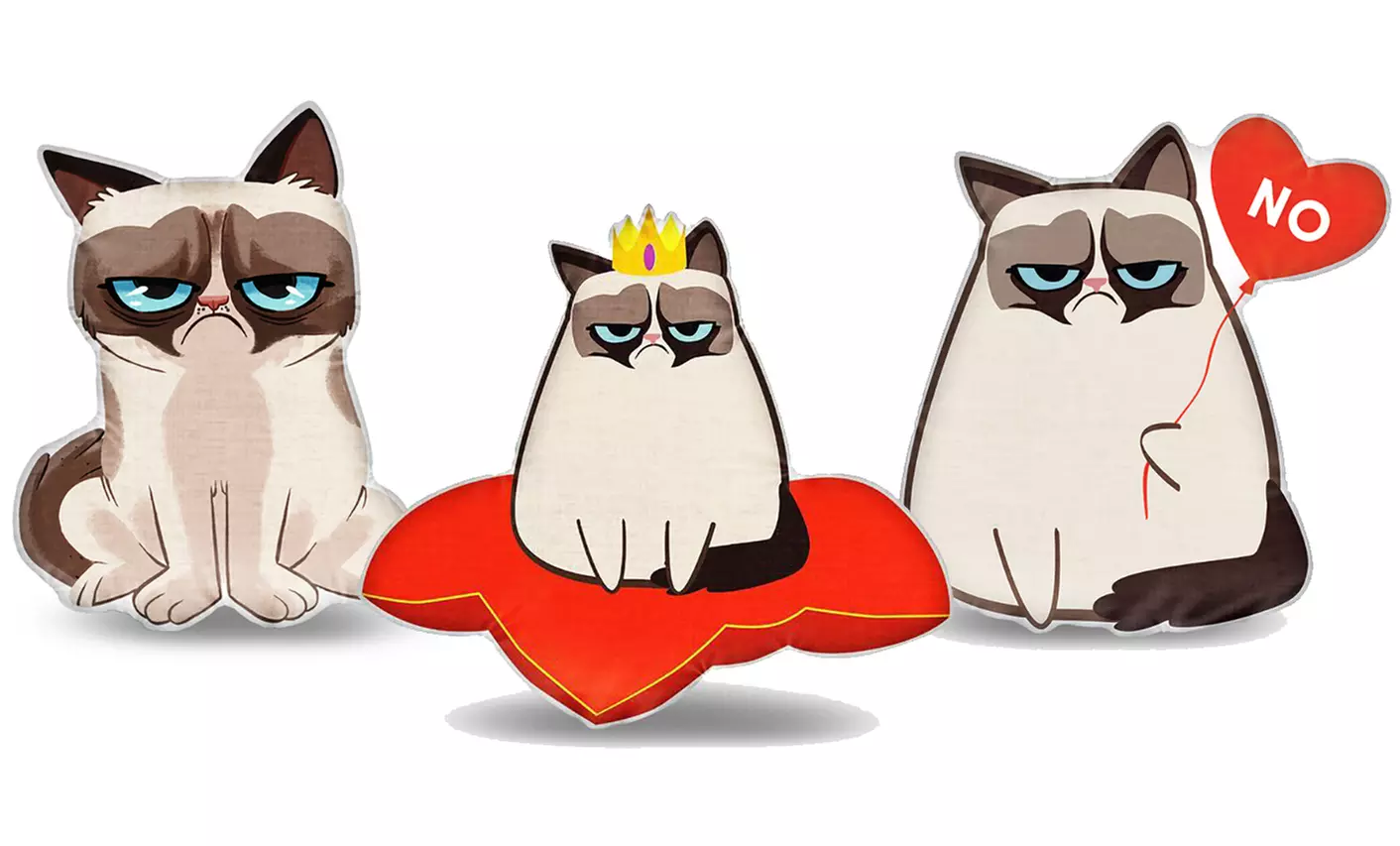Grumpy Cat-Themed Emoji Decorative Pillow. Multiple Styles Available.  - Primary Image