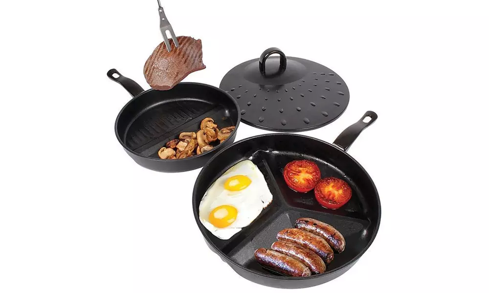 2 Non-Stick Divider Frying Pans for £9.98 (75% Off) - Second Medium