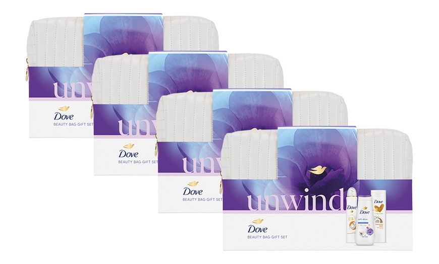 Image 6: Up to Four Dove Unwind 3-Piece Gift Sets For Her with a Beauty Bag 