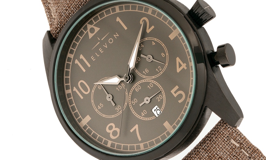 Image 6: Elevon Leather-Band Men's Watch