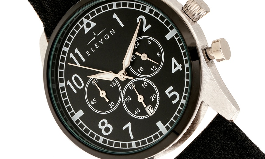 Image 23: Elevon Leather-Band Men's Watch