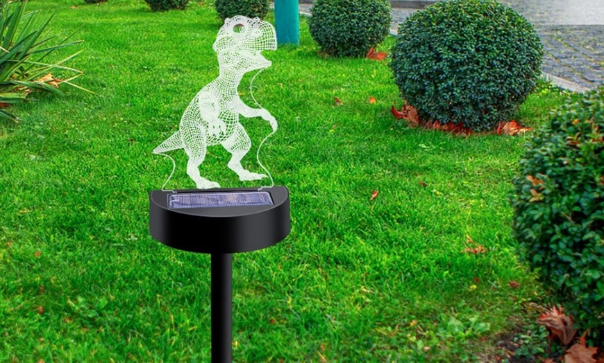 Image 2: Two, Four or Eight Solar Dinosaur LED Lights