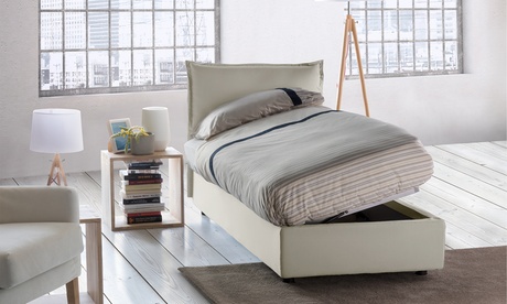 Letto Verona singolo o piazza e mezza con contenitore con apertura frontale o laterale disponibile con o senza materasso