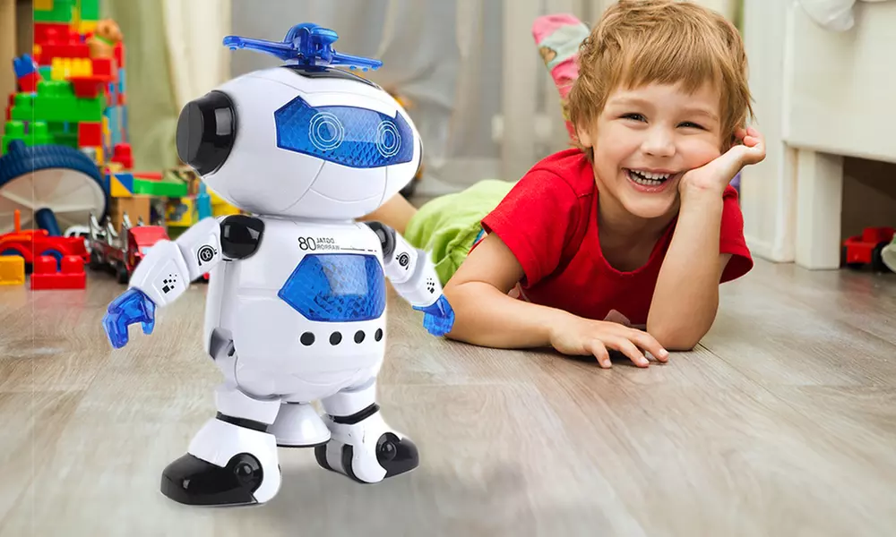 One or Two Kids' Smart Dancing Rotating Space Robots with LED Lights and Music - Primary Image