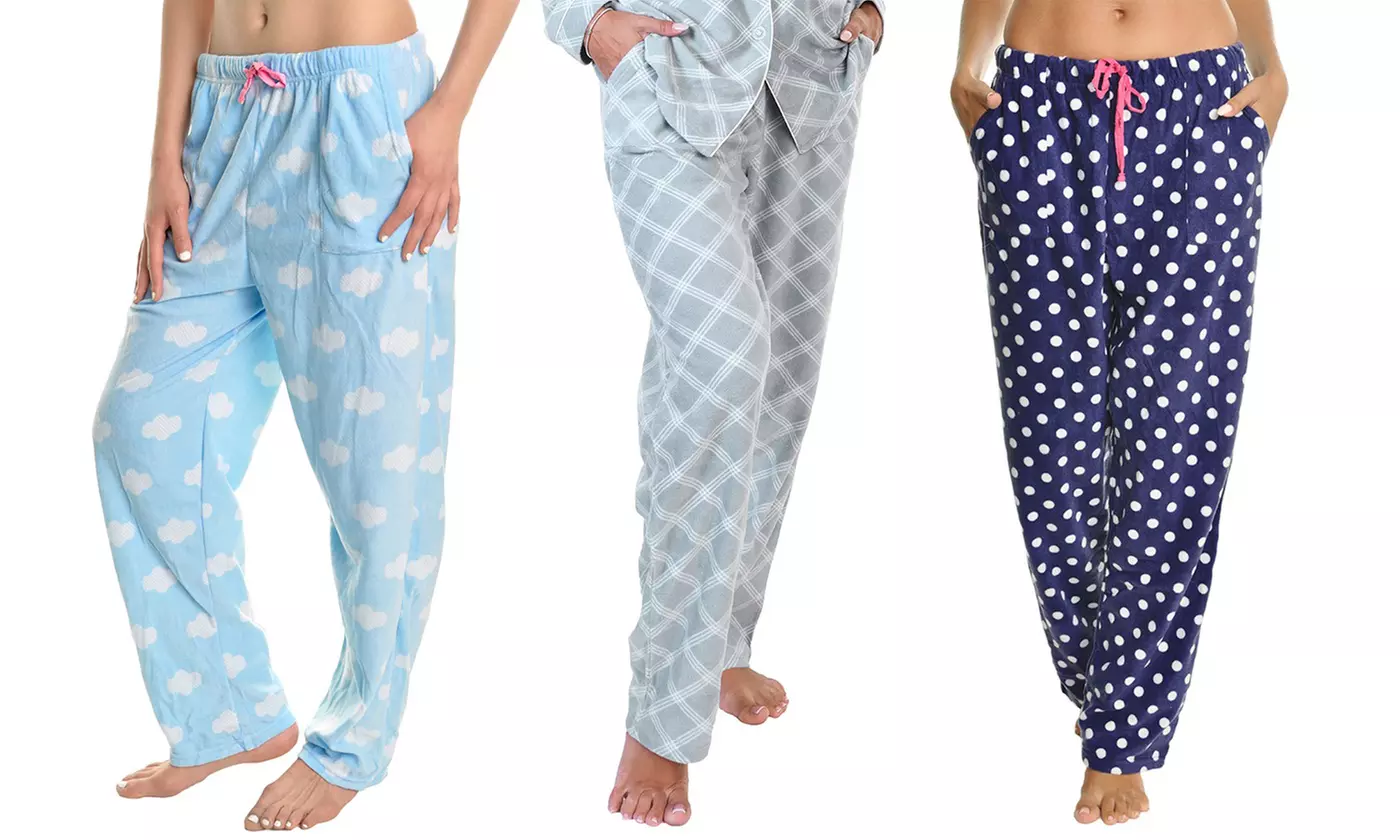 3-Pack Angelina Cozy Fleece Pajama Pants with 2 Front Pockets