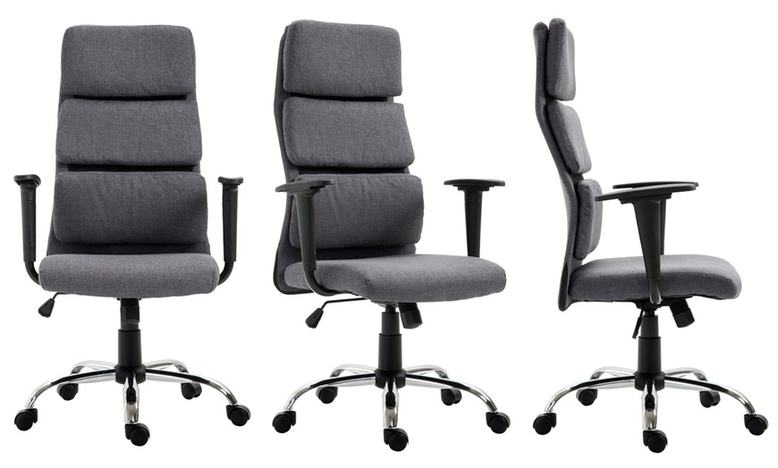 Image 3: HOMCOM Linen Office Chair