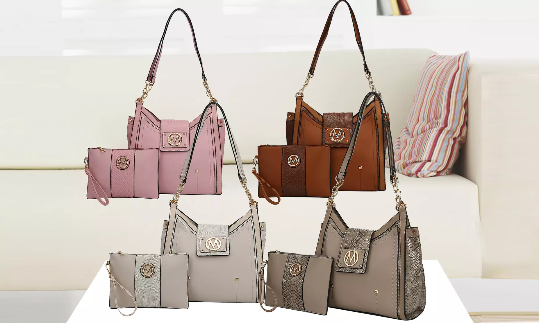 MKF Collection Dana Snakeskin Hobo Bag with Wristlet Pouch by Mia K. - Primary Image