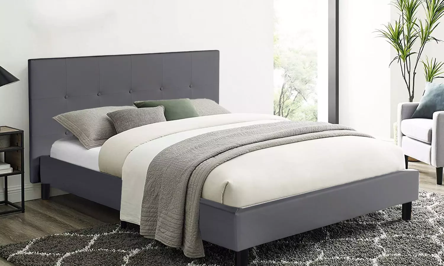 Lit Sampur en simili cuir, modèle "Triomphe", matelas "Cosmos" antibactérien en option, livraison gratuite - Primary Image