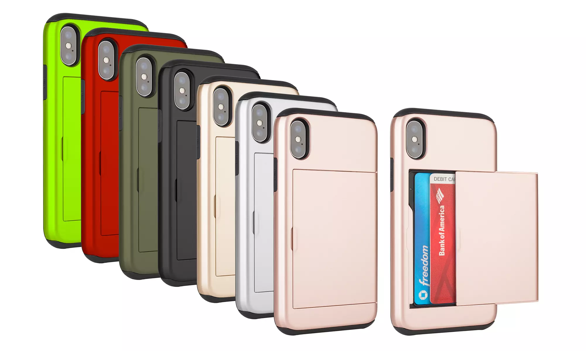 Cards Slot Wallet Style Slim Case Protection for iPhone 11, 11 Pro, 11 Pro Max, X/XS, XS Max, XR, 7/8, 7 Plus, 8 Plus - Primary Image