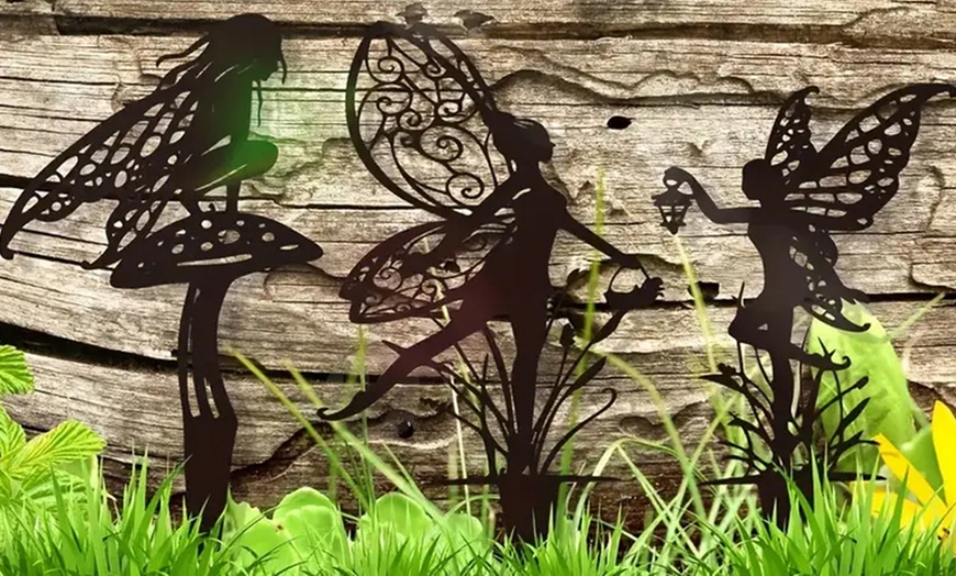 Image 8: 1 o 3 decorazioni da giardino in metallo raffiguranti una fata