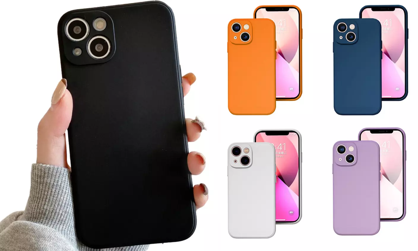 Coque en silicone compatible avec téléphones iPhone, modèle et coloris au choix - Primary Image