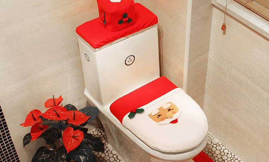 Image 9: Three-Piece Xmas Toilet Cover