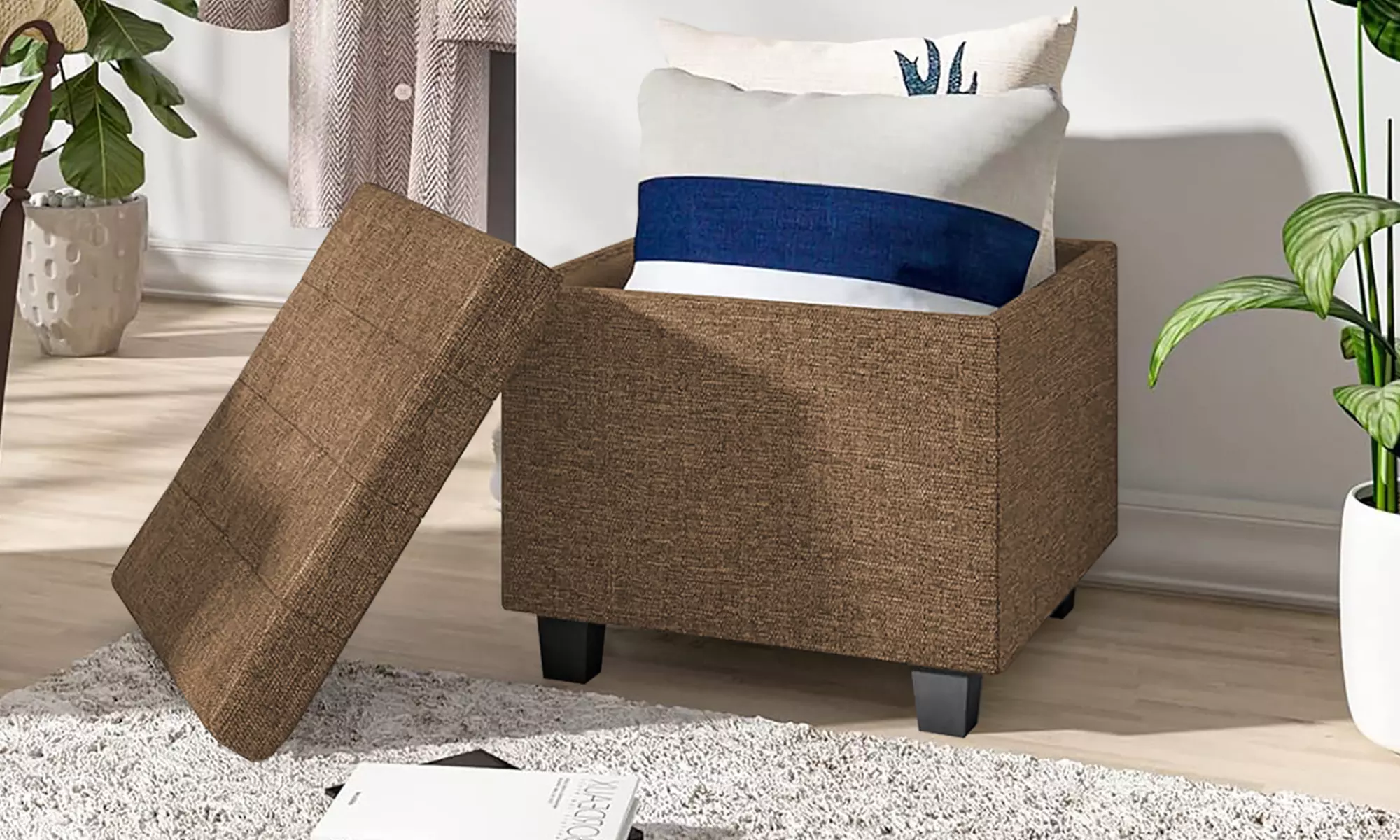 Pouf avec espace de rangement