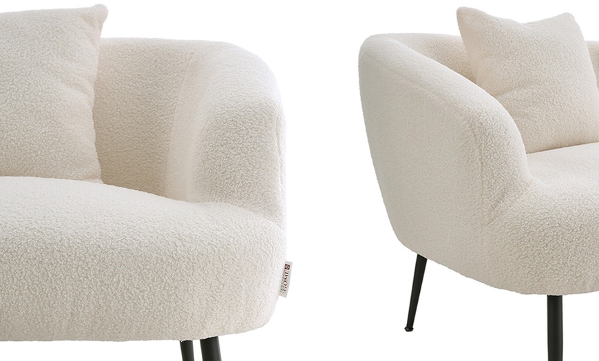 Image 4: White Teddy Fabric Loveseat