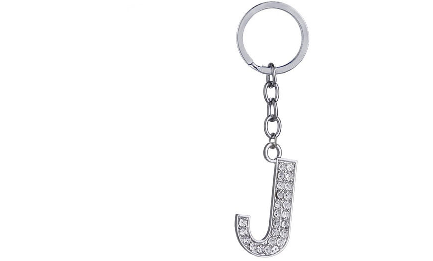 Image 10: Diamante Initial Letter Keychain