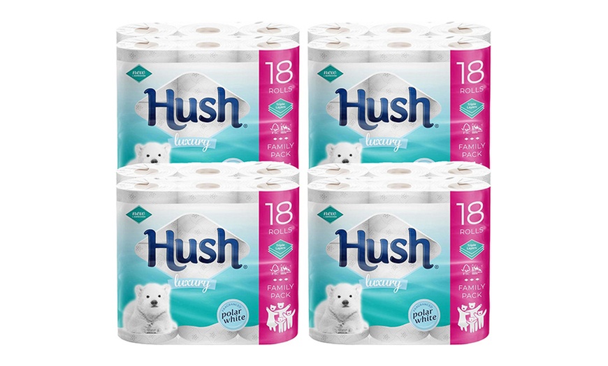 Image 5: 18, 36 or 72 Rolls of Hush Three-Ply White Toilet Tissue Paper