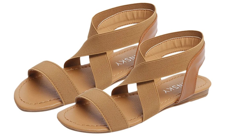 Image 9: Elastic Flat Strap Sandals