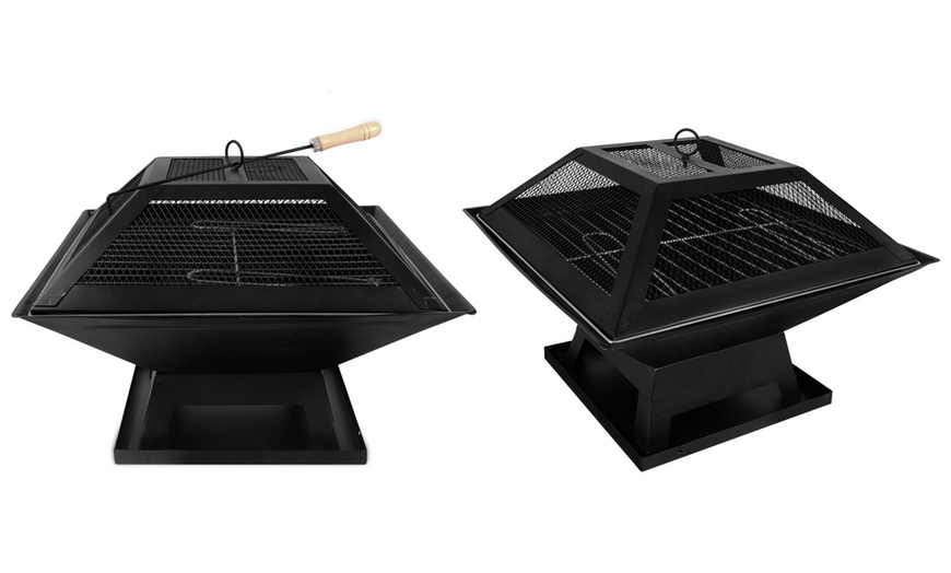 Image 1: Three-in-One Outdoor Square BBQ Grill