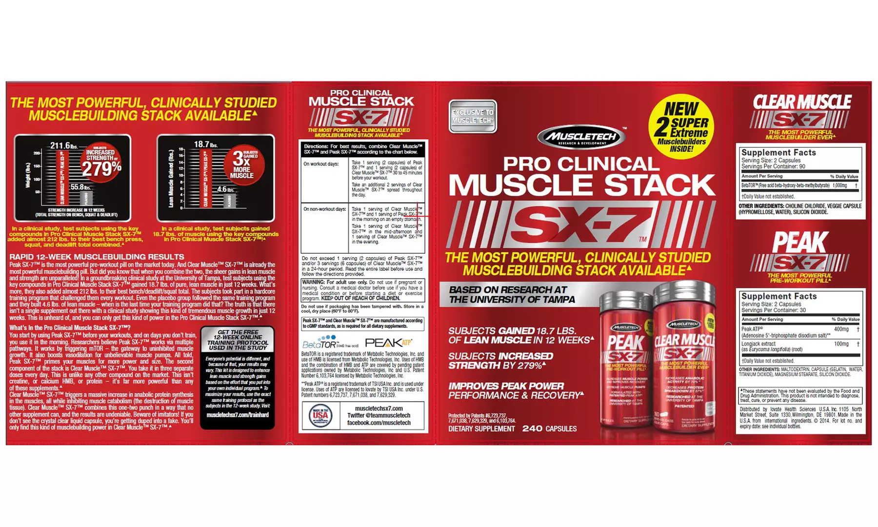 Muscletech SX-7 Pro Clinical Muscle Stack Workout Supplements (240-Count) - Second Medium