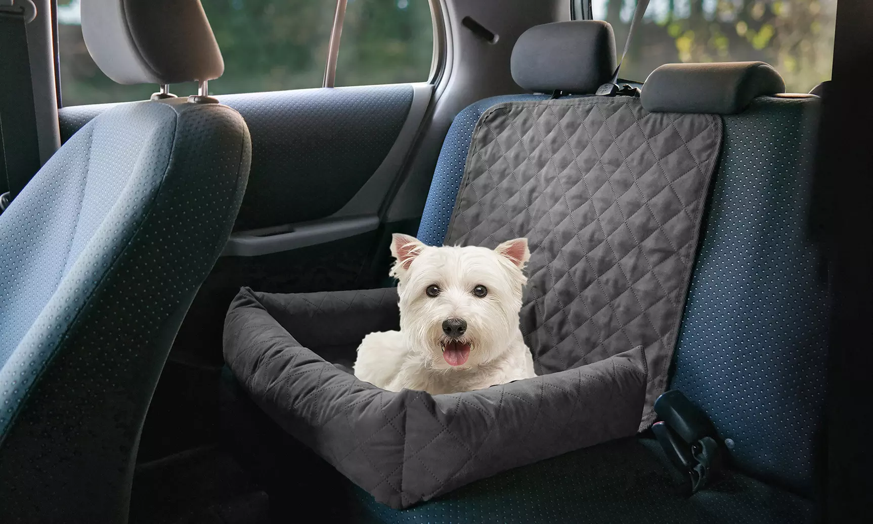 Quilted Bolster Car Seat Cover for Pets - Primary Image