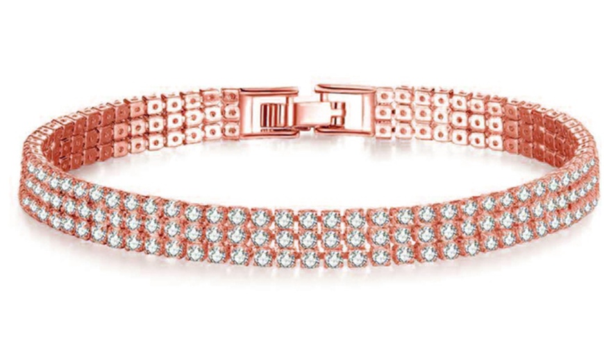 Image 8: Three-Row Pave Bracelet Made with Crystals from Swarovski®