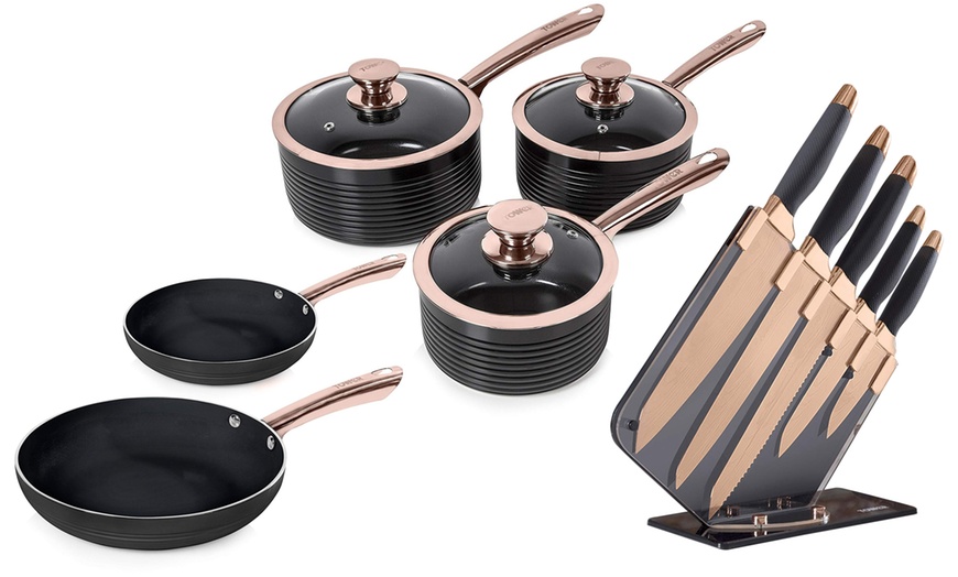 Image 1: Tower 10-Piece Rose Gold Cookware