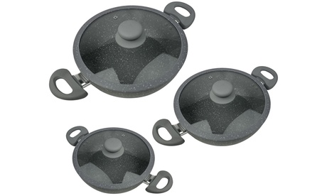 Set da cucina con 3 tegami e 3 coperchi
