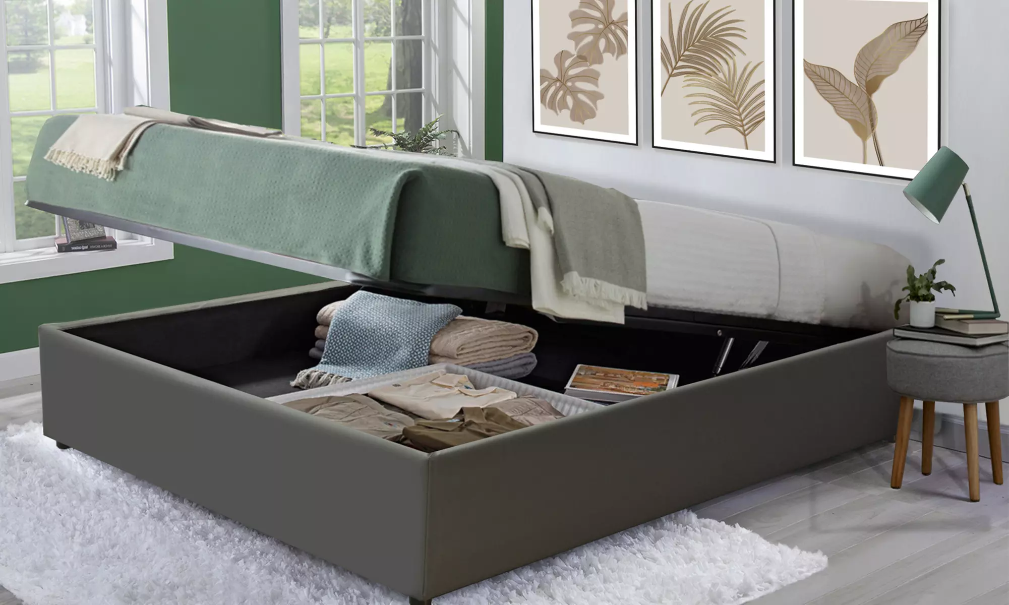 Lit coffre Cômes simili cuir, coloris au choix